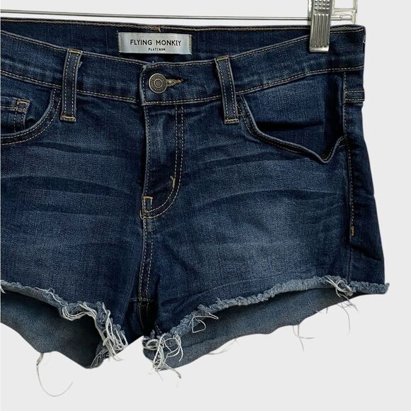 Flying Monkey Cutoff Jean Shorts Women's 27 Raw Hem Dark Wash Denim Made in USA - Picture 4 of 11